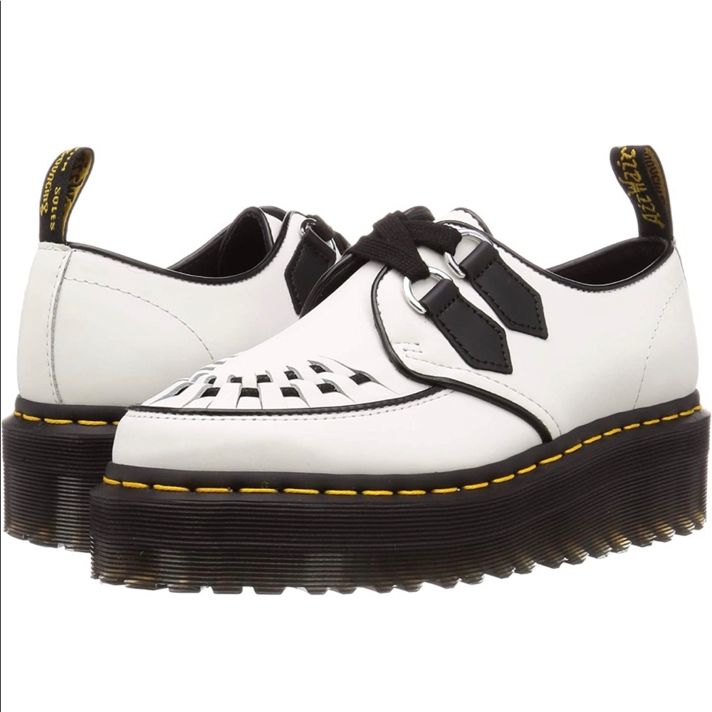 RARE Dr Martens Lace Up Sidney Quad Creepers | Black and White platform size 6